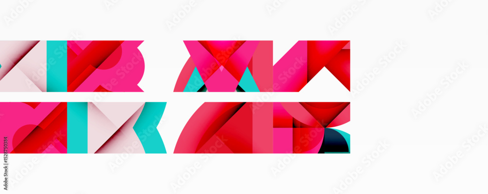 Aufkleber Abstract geometric shapes, vibrant pinks, turquoise hues. Overlapping layers create dynamic visual texture. Minimalist design, clean background.