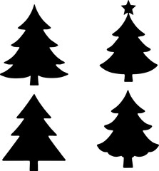 Obraz premium Collection of Minimalist Christmas Tree Silhouettes in Different Styles