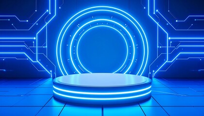 Enigmatic blue light tunnel with a sci-fi vibe creating an immersive experience in a futuristic environment