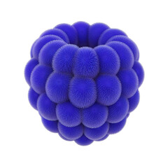 Blue furry sphere formed by small spheres on transparent background