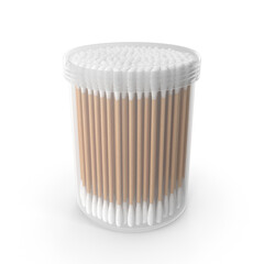 Hygienic Cotton Swabs with White Tips Isolated on Transparent Background