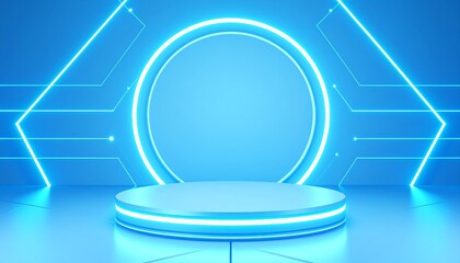 Captivating blue neon light tunnel creating a futuristic ambiance perfect for modern artistic displays and concepts
