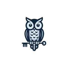 Owl and key logo