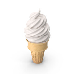 Classic Vanilla Ice Cream Cone Isolated on Transparent Background