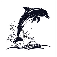 silhouette dolphin on white background