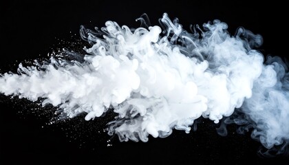 Ethereal white smoke flowing gracefully on a black background for use in creative and abstract visual projects