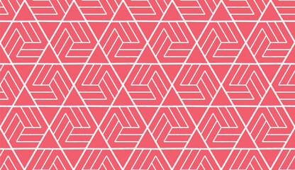 The geometric pattern with lines. Seamless vector background. White and pink texture. Graphic modern pattern. Simple lattice graphic design