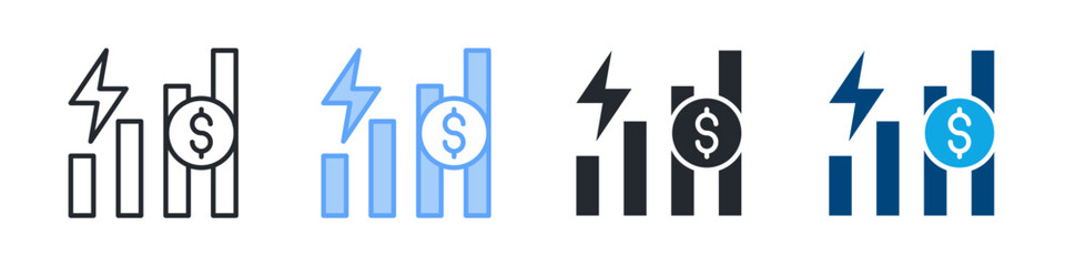 Accelerated Growth Icon Set Multiple Style. Design In Outline, Blue, Glyph, Dualtone