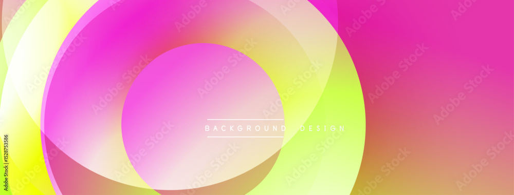 Aufkleber Vibrant abstract layers create dynamic pink, yellow gradient. Circular shapes overlap, forming modern visual effect. Smooth transitions define design.