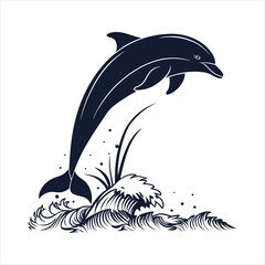 silhouette dolphin on white background