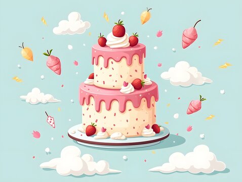 Displayed are whimsical cake graphic dreams. Shown Vectorized Cake Wonders