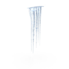 Three Hanging Icicles Cluster Isolated on Transparent Background