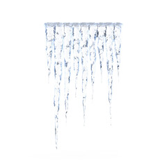Row of Hanging Icicles from Roof Edge Isolated on Transparent Background