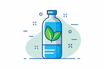 water bottle with time marker and leaf graphics