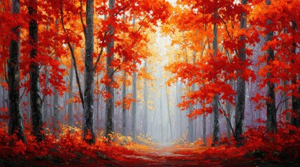 Painting of autumn forest background image
