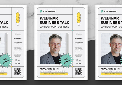 Yellow And Blue Webinar Business Flyer