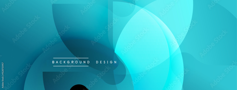 Aufkleber Abstract blue background. Overlapping circles create dynamic visual effect. Modern design suitable for banners, presentations.