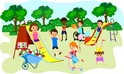 children playing playground