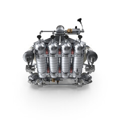 Industrial Gas Cylinder Manifold System Isolated on Transparent Background