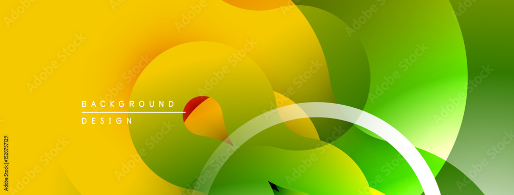 Aufkleber Abstract vibrant background. Overlapping shapes create dynamic visual effect. Yellow, green hues dominate composition. Modern design element.