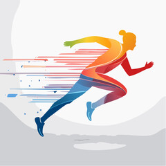 Abstract vector of runner silhouettes layered with gradient trail effects, symbolizing speed and unity, perfect for relay team shirt