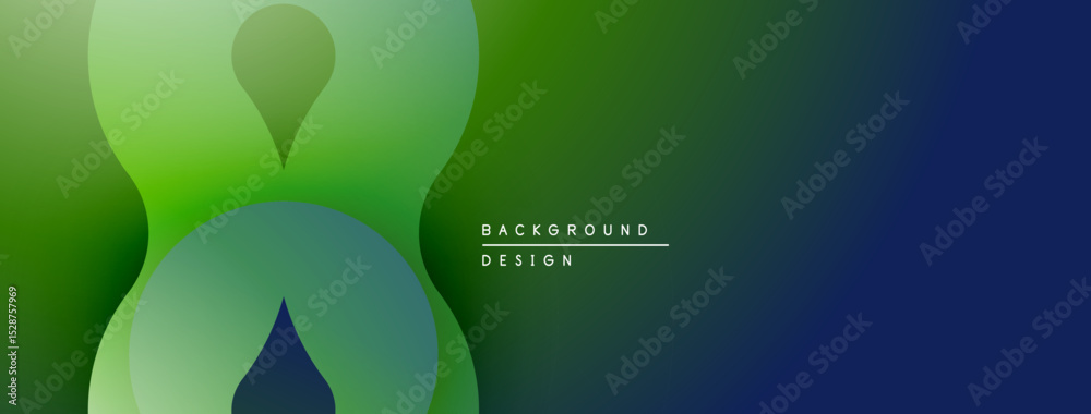 Aufkleber Abstract green gradient shapes overlap. Modern design suggests fluidity, depth, visual harmony. Background suitable for presentations, websites.