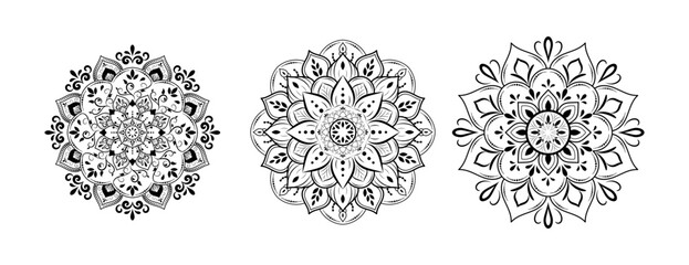 Set of mandalas with floral ornament pattern