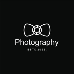 Concept Of Bowtie With Camera, Gentleman Photography Logo Simple Elegant