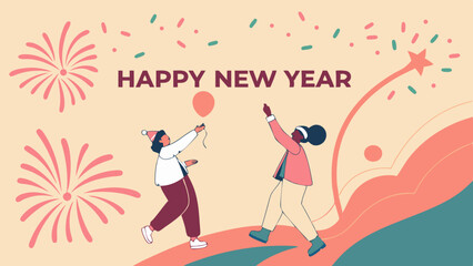 New Year Day Celebration Illustration