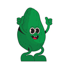 Avocado mascot retro character cartoon icon illustration