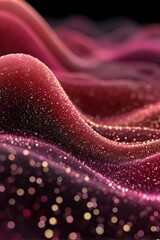 Abstract crimson glitter waves