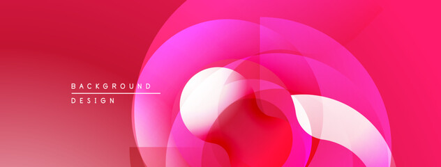 Abstract pink design. Overlapping circles create dynamic visual effect. Gradient background adds depth, modern aesthetic.