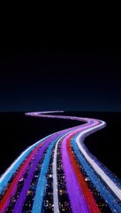 Abstract highway at night with streaks of light
