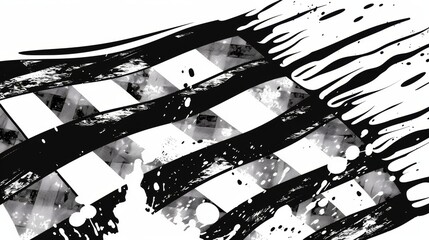 Grunge checkered racing flag in motion  a dynamic digital art poster symbolizing speed and victory