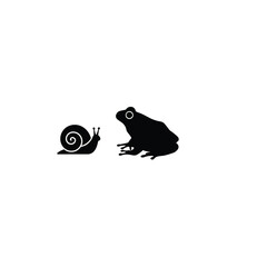 Snail and frog silhouettes nature wildlife icons