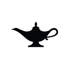 Genie lamp silhouette magical wish icon