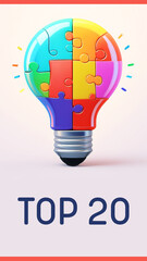 Top 20 Bulb Puzzle Pieces Colorful Vertical Text 