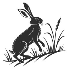 silhouette rabbit on white background