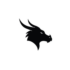 Majestic dragon head silhouette logo design