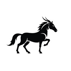 Majestic black stallion horse silhouette logo design