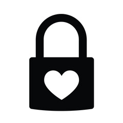 Black padlock icon with white heart shape
