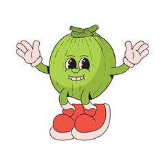 Coconut mascot retro character cartoon icon illustration