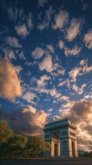 Archway at sunset with dramatic clouds