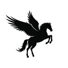 Majestic winged horse silhouette mythological creature