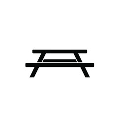 Simple black picnics table icon illustration
