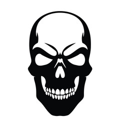 Stylized skull design black and white illustration