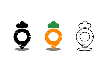Carrot Location Pin Logo Vector – Fresh Vegetable Map Marker Design