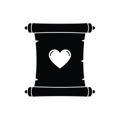 Romantic love letter scroll heart design