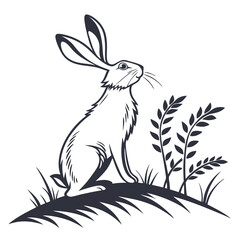 silhouette rabbit on white background