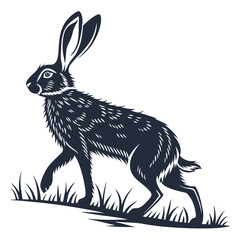 silhouette rabbit on white background